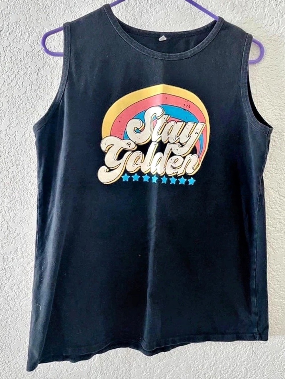 Graphic Muscle Tee in Black Like New